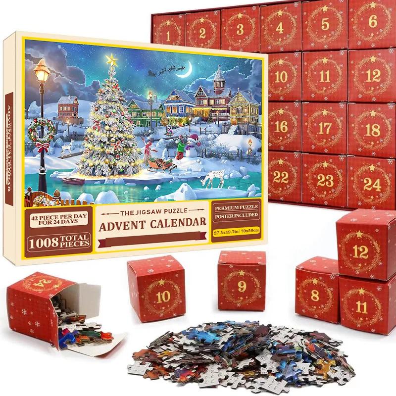 

Christmas Puzzle Advent Calendar 24 Days Countdown To Christmas 1008 Pieces Jigsaw Puzzles Blind Gift Box Stocking Christmas Toy