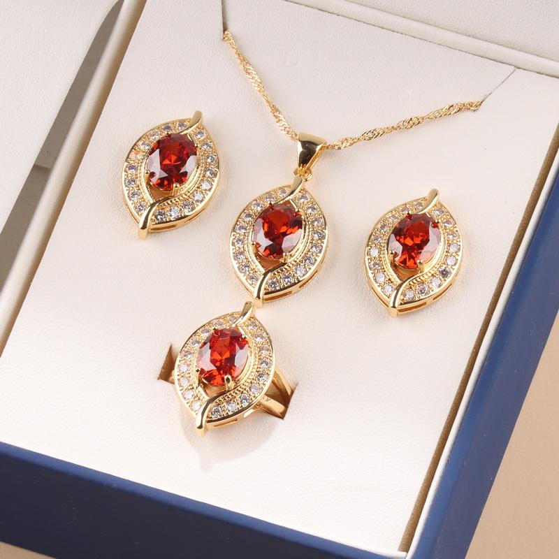 Brazil  Gold Plated Eye Shape Zircon Accessories Dubai Luxury Quality Jewelry Necklace And Pendant Woman‘S Earring Set