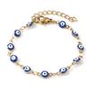 Stainless Steel Religious Bracelets Gold Color Multicolor Round Evil Eye Enamel For Women Men Gifts 13.5cm(5 3/8") Long, 1 Piece