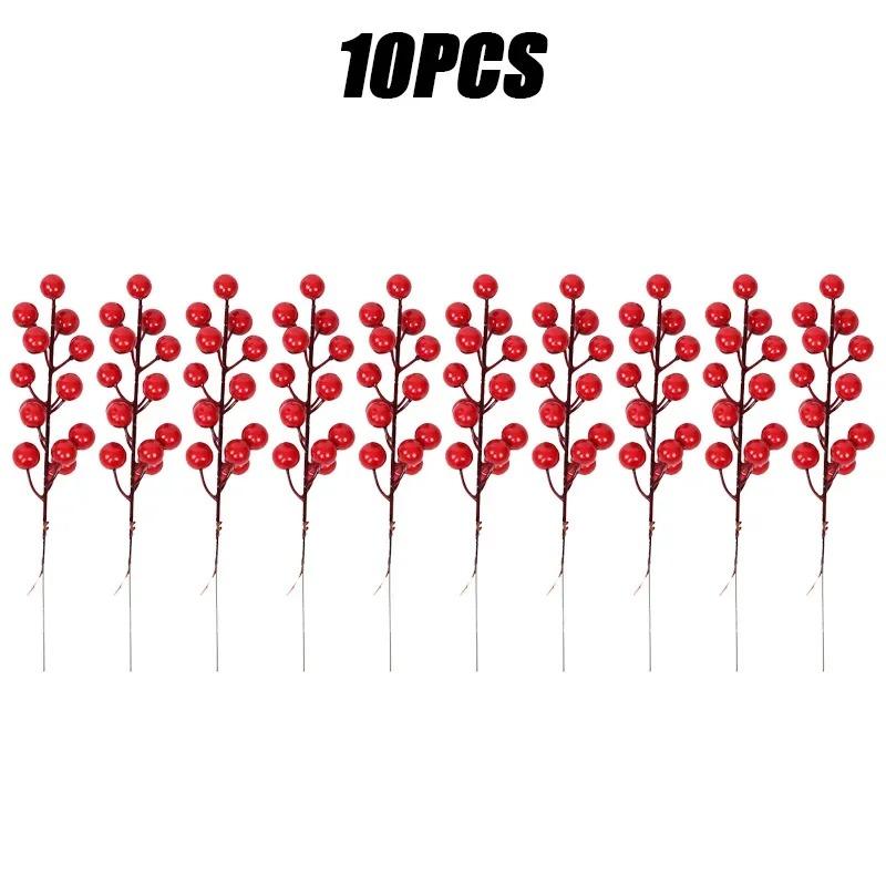 Artificial Berries Christmas Decoration Red Berry Branches for Xmas Tree Party Home Table Ornaments Red Fruit Wreath DIY Gift