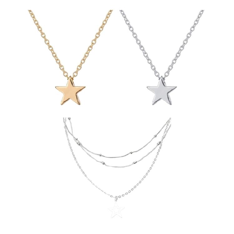 Fashion Edgy Star Pendant Necklace Handmade Clavicle Chains for Women Girls