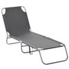 Sun Lounger Folding Lounger Adjustable Multi-Position Backrest Metal and Polyester Grey