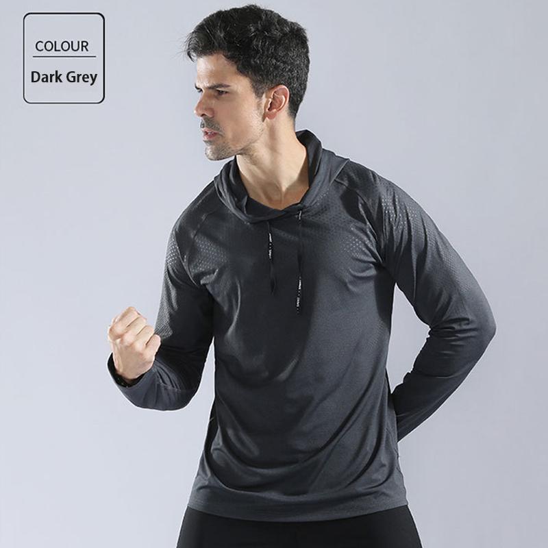Mens Sports Hooded Pullover Casual Long Sleeve Shirts Autumn Winter Fitness Sweatshirt Quick-drying Breathable Running Training Tops