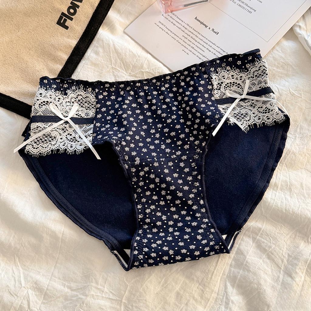 Women's Summer Sweet Floral 10A Antibacterial Cotton Crotch Waist Triangle Briefs