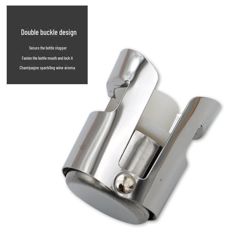 Vacuum-Sealed Stainless Steel Double Buckle Silicone Wine Stopper for Champagne & Sparkling Wine