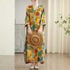 New Color Travel V-neck Retro Long Skirt Cotton Linen Dress