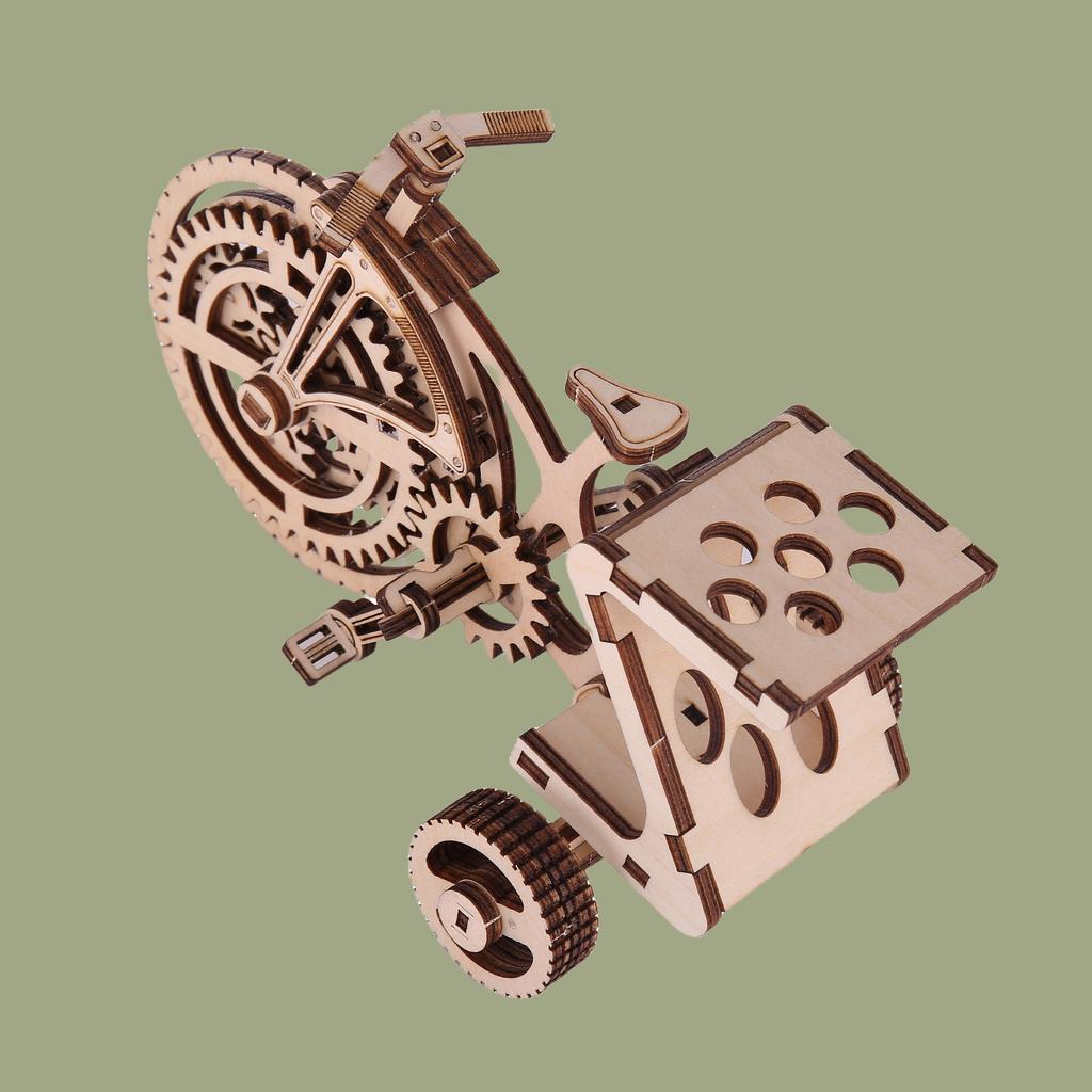 3D Puzzle Diy Wooden Toys Small Three-wheel Assembly Model Adult Birthday Halloween Christmas Gift