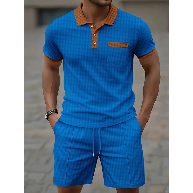 Herren Sommer Kurzarm Poloshirt & Freizeit Sportbekleidung Set - Atmungsaktiv, Bequem, Vielseitig, Lockere Passform