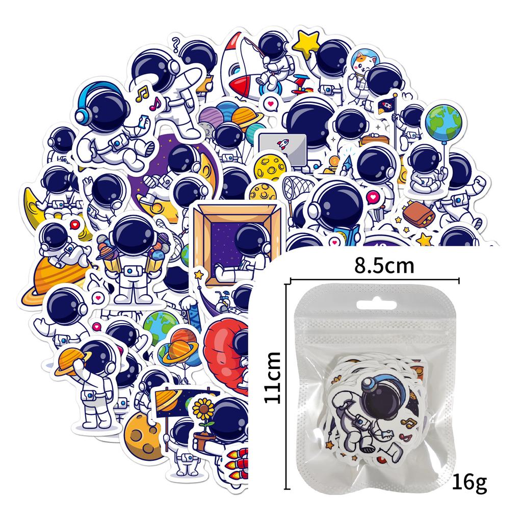 Children's Cartoon Stickers 50 Pieces Dinosaur Unicorn Cat Astronaut Water Cup Stationery Waterproof Children's Stickers