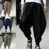 Men Retro Casual Cotton Harem Japanese Trousers With Comfortable Linen Fabric For Stylish Everyday Wear