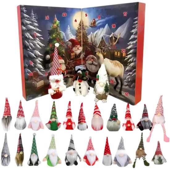 2025 Christmas Gnome Advent Calendar 24 Days Countdown To Christmas Ornament with 24 Collectible Dwarf Dolls for Boys Girls Adults