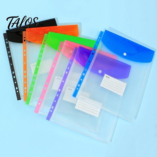 Dustproof Document Holder 11 Hole Clear File Folder for A4 Binders, Colorful Plastic with Project Organizer Snap Button & Label Slot, Transparent