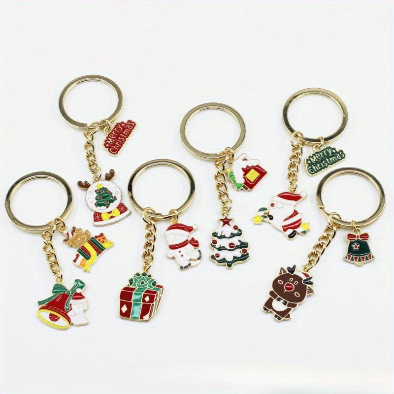 

Рождественский набор из 6 брелоков, милая подарочная коробка со снеговиком и оленем, новогодняя елка, украшения, подвеска на сумку