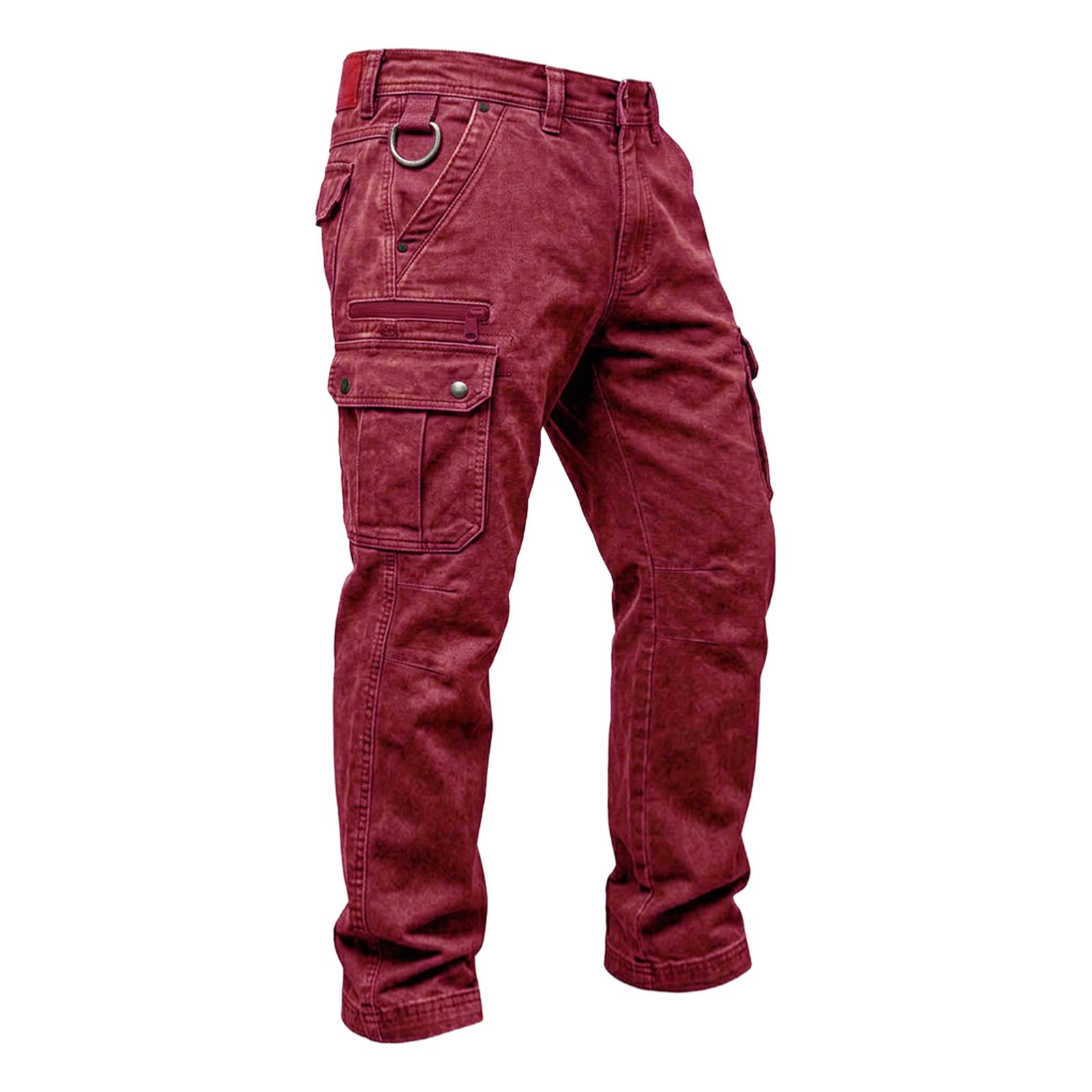 Men`s Color Retro Multi-Pocket Cargo Pants