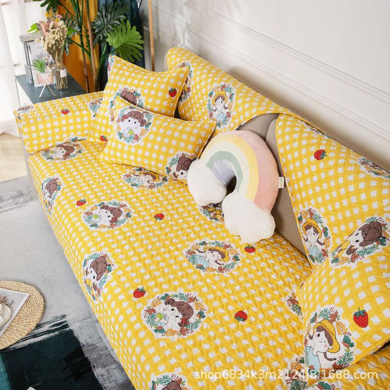 Pure Cotton Is Universal In All Seasons, Small Fresh Sofa Cushion, Non-Slip Cartoon Fabric, Modern Simple Living Room Cover, All-Inclusive Hair