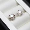 Genuine Silver 925 White Stud Earrings Pearl Woman,Natural  Freshwater Bridal Jewelry Pearl Earrings Wife Mother Gift Pink Black