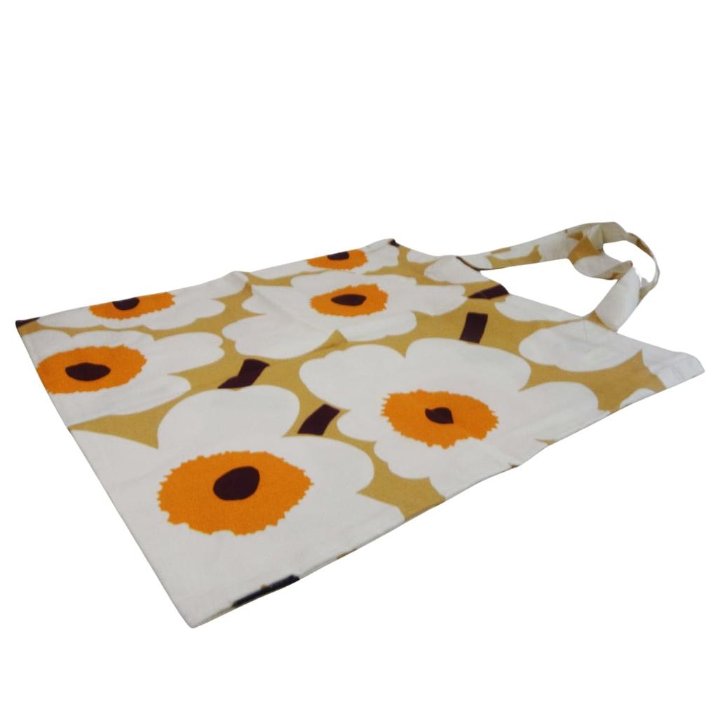 Marimekko Pieni Unikko Kassi Tote Bag, No Gusset, Eco Bag (Caramel, Cream, and Warm Orange) [Parallel Import]