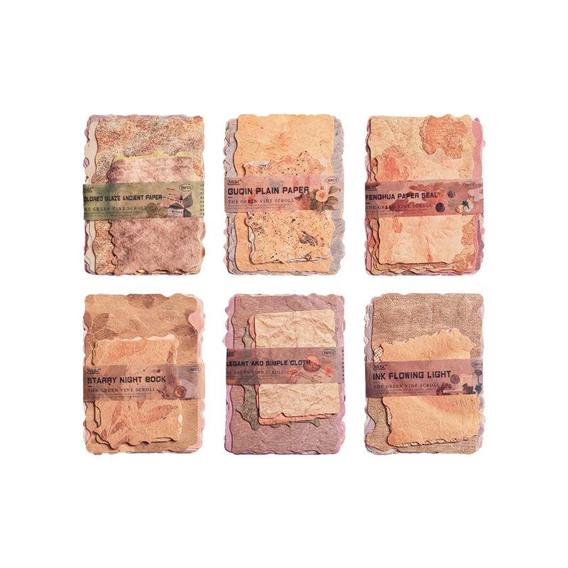 Vintage Green Vine Scroll Journal Decorative Paper - Non-Adhesive Retro Stickers