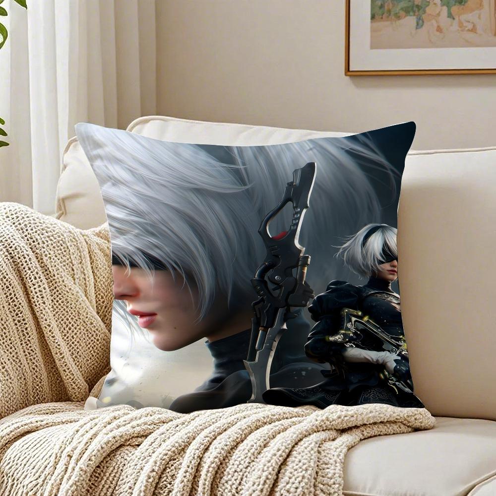 Game Philosophical NNieR AAutomata Cushion Cover Pillowcase Antidustmite Living Room Sofa Decor Cushion Room