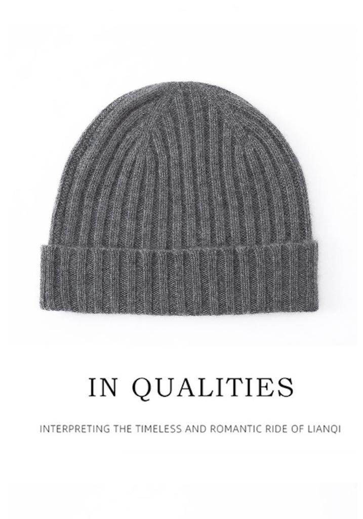 100% Pure Cashmere Knit Hat - Men's Ear Protection for Autumn/Winter