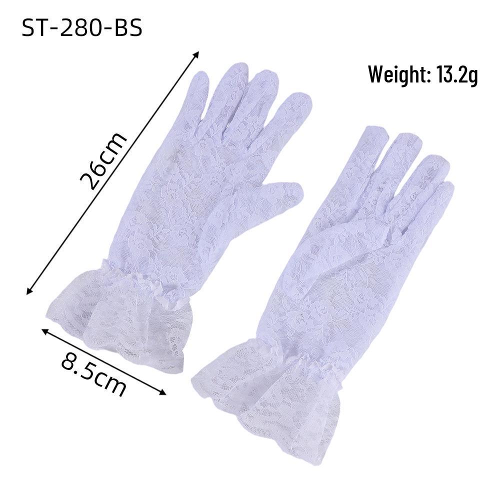 European White Lace Wedding Flower Girl Umbrella - Small Size with Stainless Steel Long Handle.