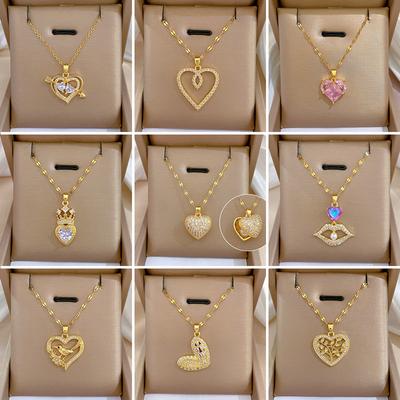 Light Luxury Love Full Of Diamonds Micro-Inlaid Design Temperament Shining Necklace Women, Simple Pendant