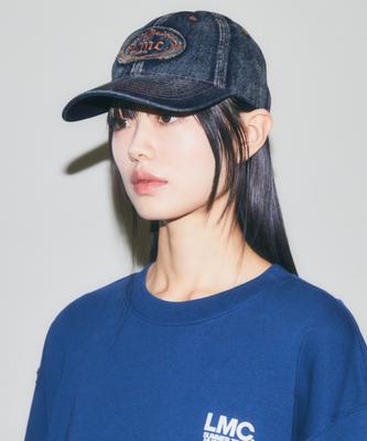 LMC Washed Denim Gothic Oval 6Panel Cap Dark Navy