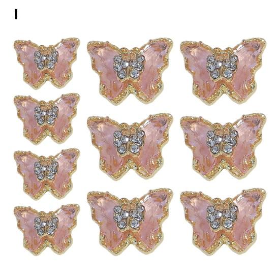 10ks Motýlí šperky na nehty Dvouvrstvé třpytivé drahokamy Poutavé ozdoby na nehty Dámské doplňky