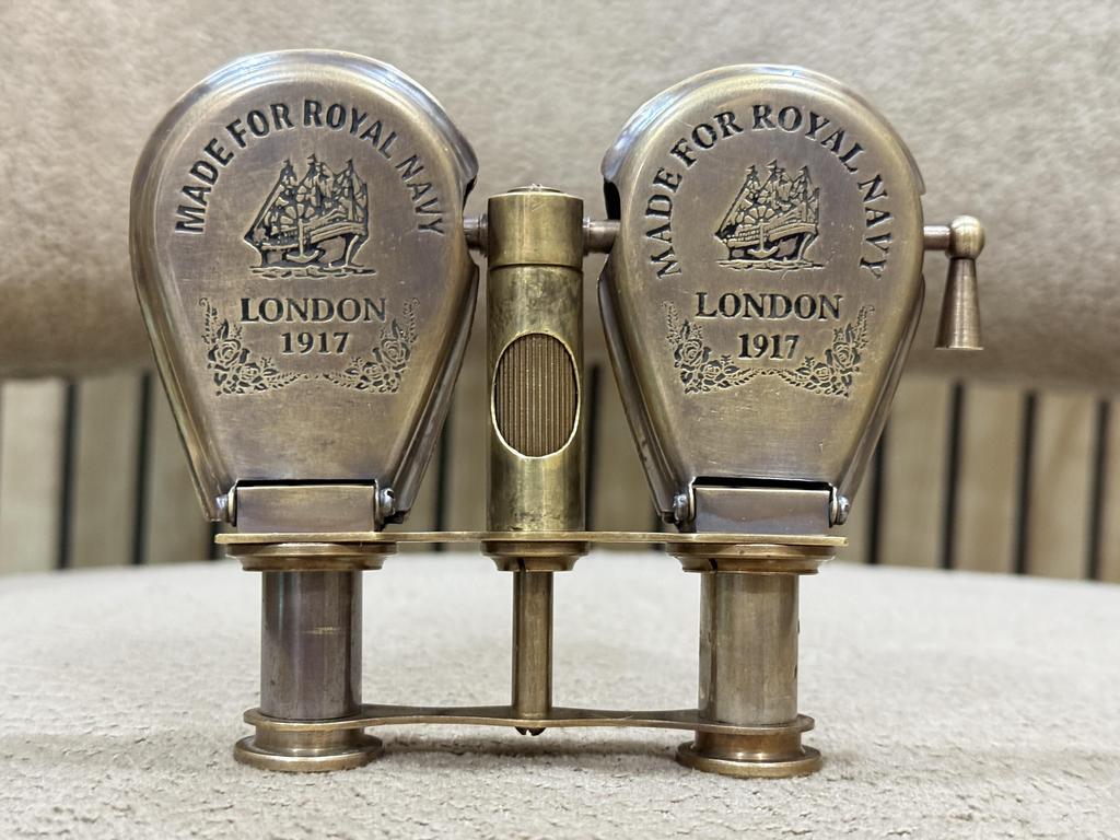 Handmade Antique Brass Maritime Binocular – Vintage Nautical Spyglass, Royal Navy London 1917 Replica, Collector Gift