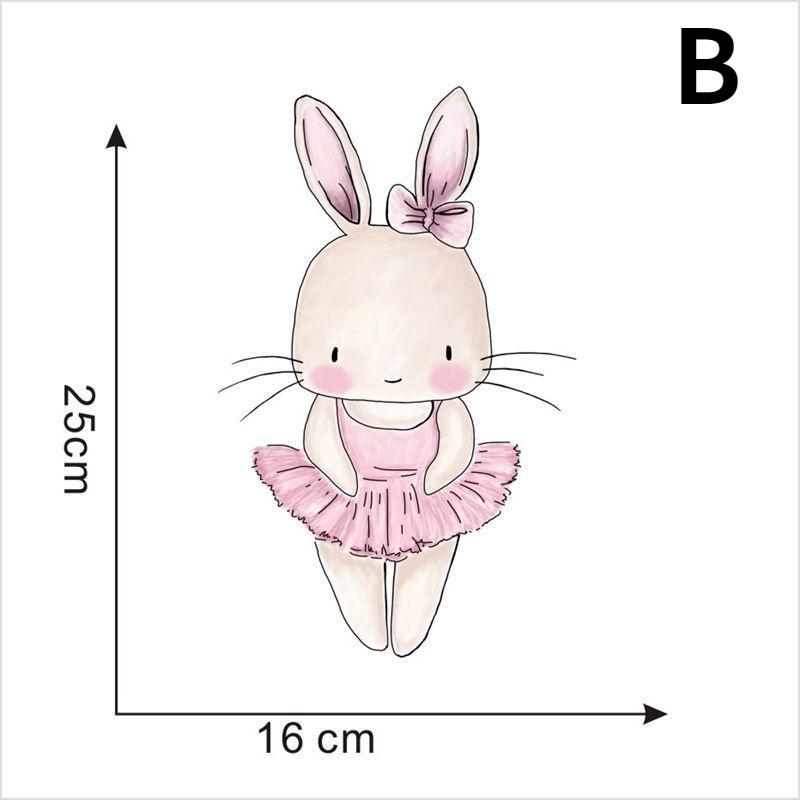 Karikatür Pembe Tavşan Bale Duvar Çıkartmaları Çocuk Odası Tavşan Ev Dekor Duvar Çıkartmaları Bebek Kreş Kız Odası Dekorasyon Poster