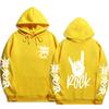 Stray Kids ROCK‑STAR Rock Hand Sign Pullover Hoodie Devil Horns Hand Rock Lettering Graphic Drawstring Hood Oversized Unisex KPop Streetwear Fan Merch