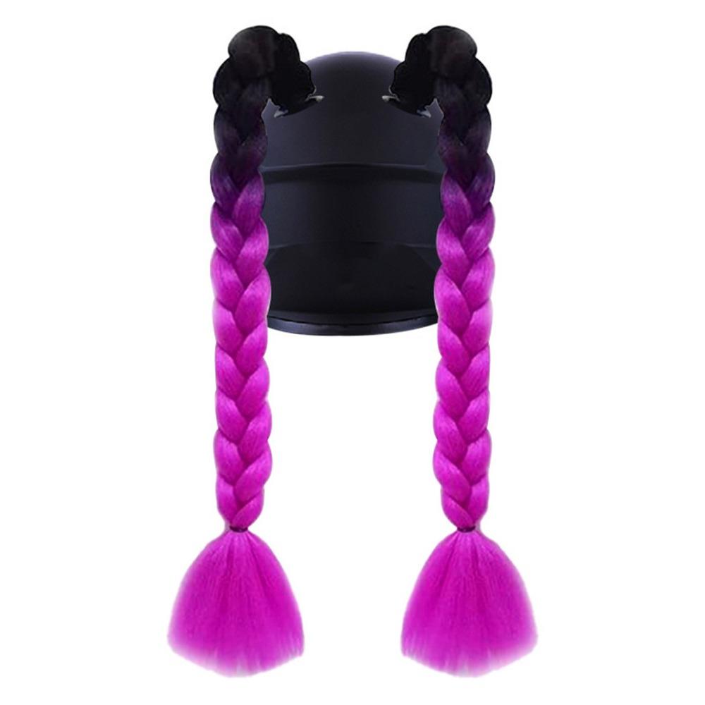 2pcs/pair With Sucker Woman Braids Wig Helmets Decor Twist Dual Pigtail Ponytail  for Motor Bike