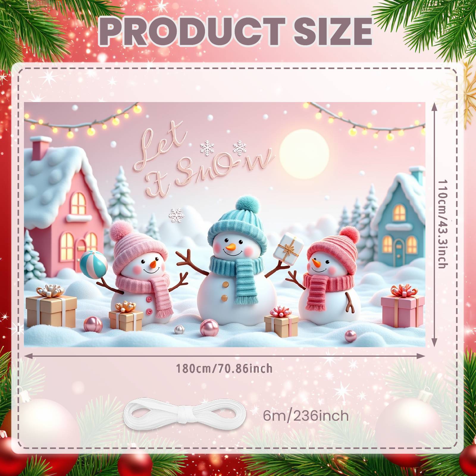 

Snow Scene Background Gift Box Decor Snowflake Backdrop Christmas Display Snowy Landscape Snowman Display For School Event Home