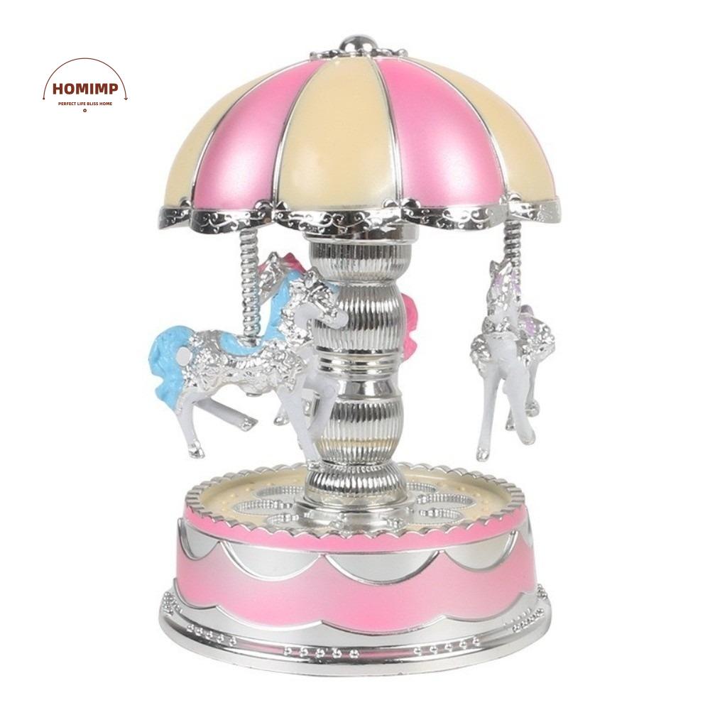 Creative Exquisite Carousel Music Box Luminous Cartoon Carousel Ornaments Colored Lights Gifts Horse Music Box Birthday Gifts