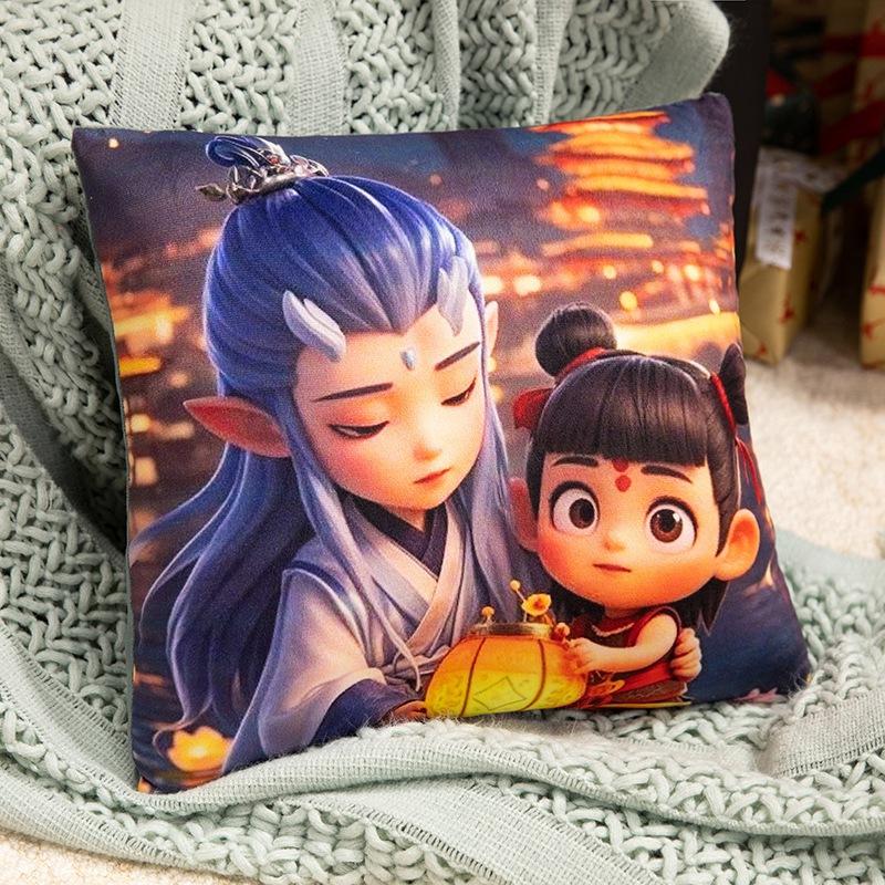 Devil Boy Nezha Printed Pillow Office Cushion Pillow Home Sofa Cushion Plush Toy