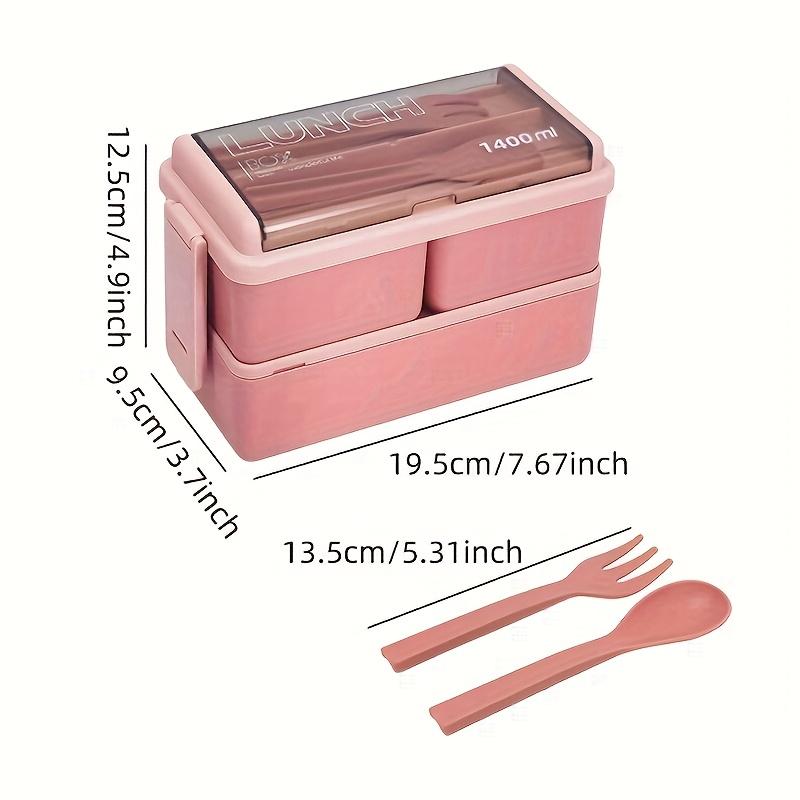 1pc Bento Boxes, Portable Double-layer Lunch Box With Cutlery And Lid, Reusable Food Storage Container, For Students, Travelers And Office Workers
