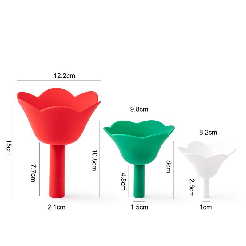 3pcs/set Silicone Creative Flowers Shape Funnel Kitchen Silicone Oil Funnel Portable Liquid Dispenser Funnel Kitchen Accessories