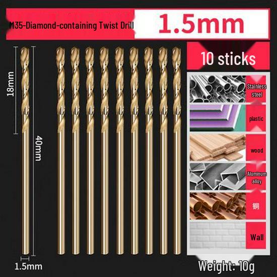 Cobalt-Enhanced Extended Length Twist Drill Bit Set - Super Hard Stainless Steel Alloy, 4.2mm.