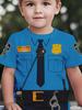 Children's T-Shirt Boy Cool Police Badge Print Fashion Round Neck Short Sleeve Summer Outdoor Sport Perfect Gift T-Shirt for Boy