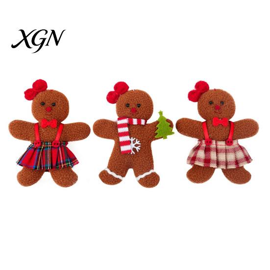 Christmas Wreath Embellishments 3 Pcs Mini Plush Gingerbread Man Ornaments, Small Stuffed Cute Xmas Tree Decor Decoration for Holiday Home Decor,