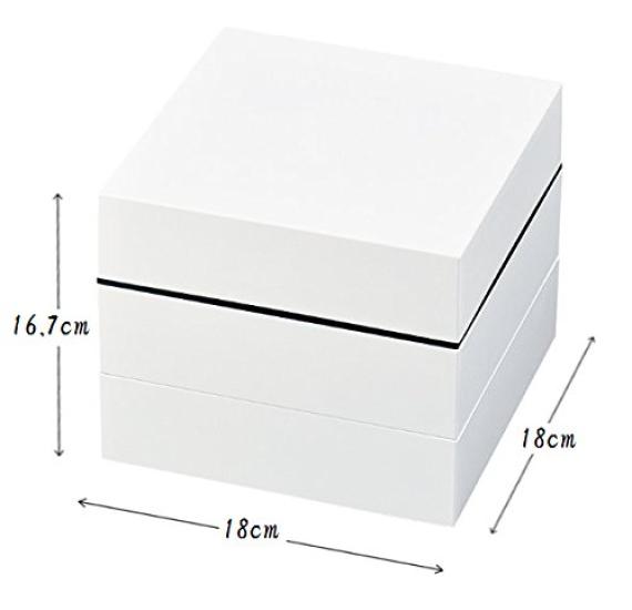 Showa Jubako Box with Seal 18cm H x 18cm W x Perfect for Sports Cherry Blossom New and Osechi Dishes Three-Tiered (Hall) Lid, White, Approx. 16.7cm D,