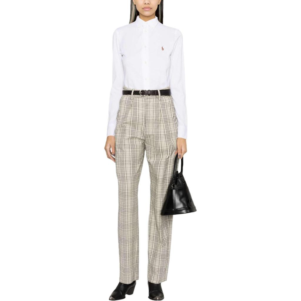 Polo Ralph Lauren Solid Button-Down Long Sleeve Shirt Women Shirts White 211664427-003