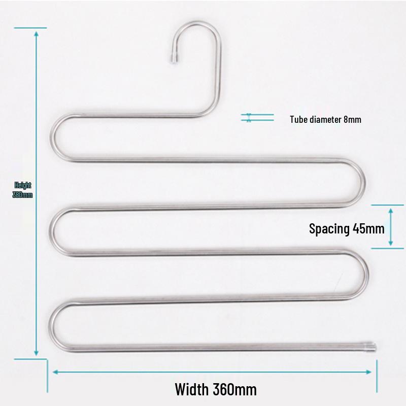 Stainless Steel Multi-layer S-shaped Space-saving Non-slip Pants & Scarf Rack