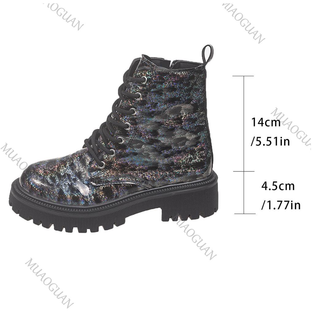 Fashion Women's Boots 2025 Autumn New British Style Thick Bottom Bright Leather Single Shoes Casual Middle Heel Round Head Lace-up Botas