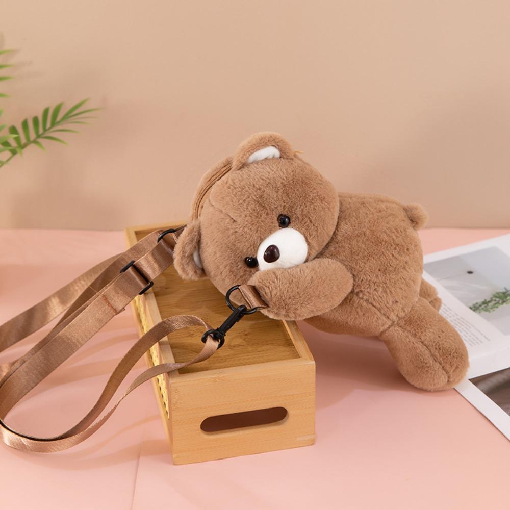 Large Capacity Plush Bear Crossbody Bag Plush Toy Animal Shoulder Bag Children Backpack  Students