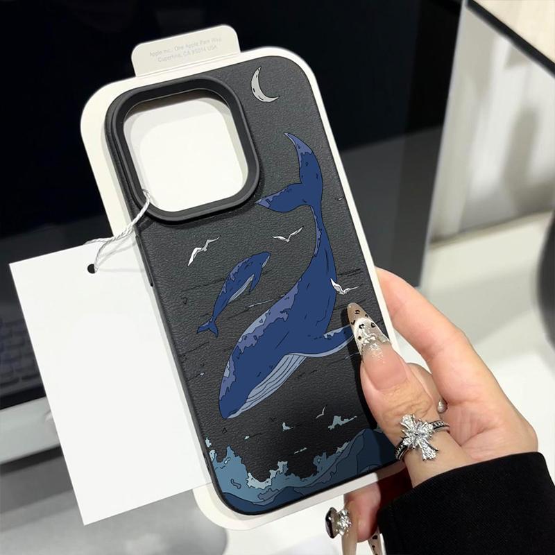 Whale Print Phone Case Suitable for iPhone 16 14 15 13 12 11 Pro Max 16Plus Silicone Anti Drop Soft Shell