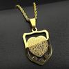 Heart Shaped Spanish Lord's Prayer Bible Jesus Cross Pendant Necklace for Women Men Shield Stainless Steel Christian Jewelry