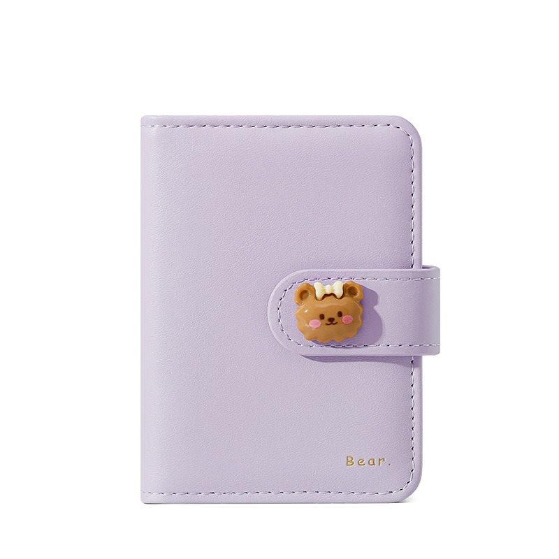 

1pcs Multi slot compact mini card bag with cute little bear print for female students, card holder