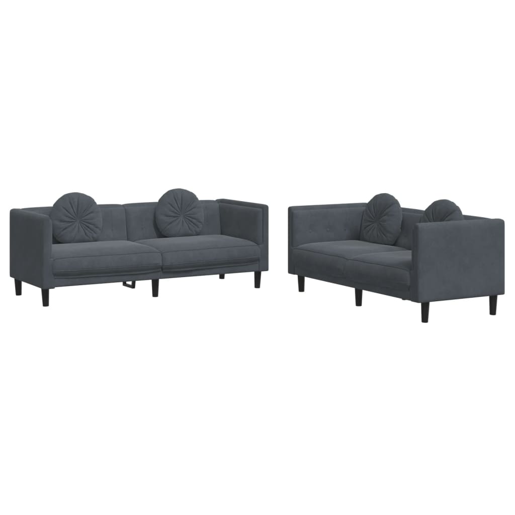 Vidaxl 2-Cz. Relaxation Set With Cushions, Dark Grey, Velvet