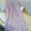 Skirt for Women Shimmer Tulle Casual Versatile Elastic High Waist Long Loose Solid Color Trousers Stretchy Slim Skirt